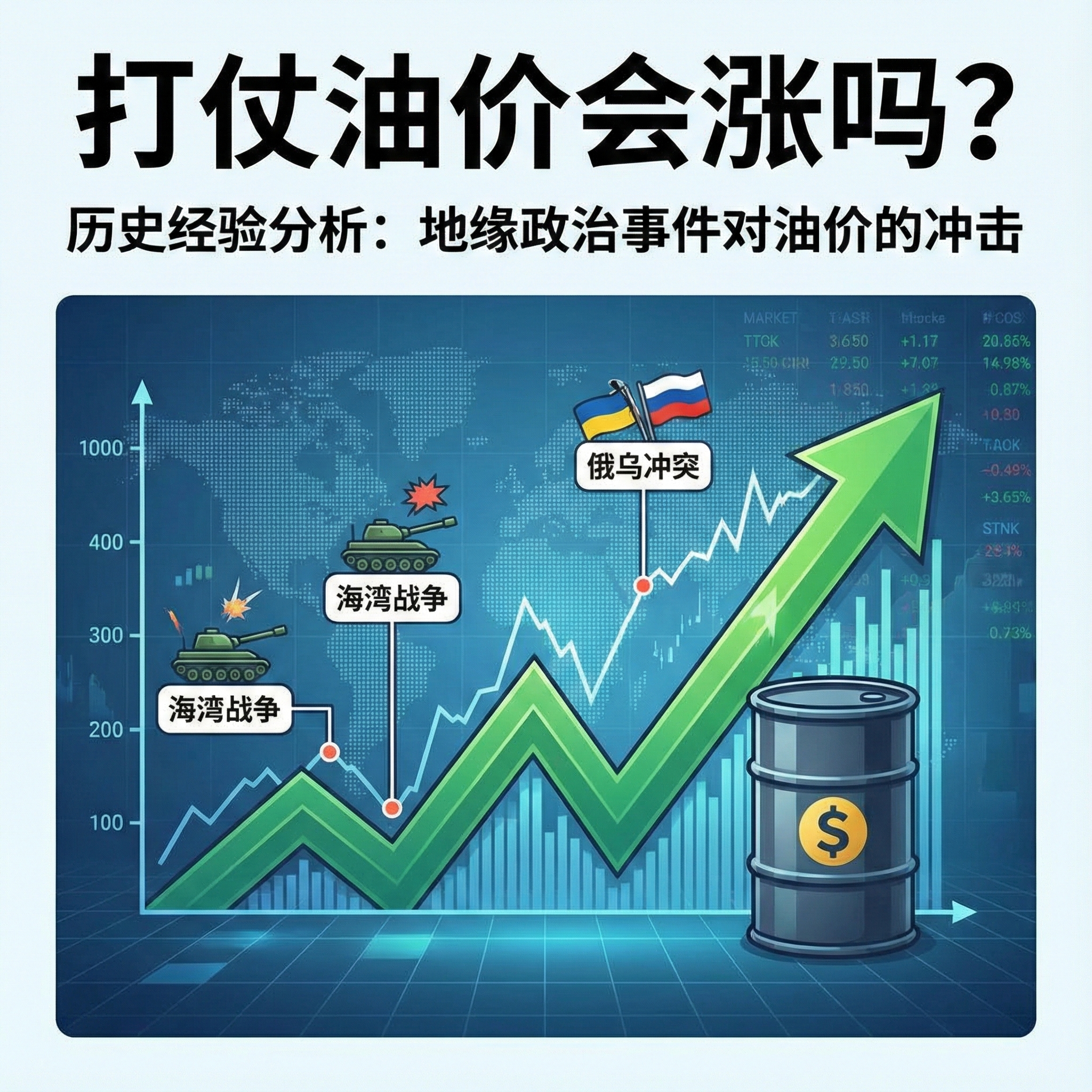 打仗油价会涨吗？历史经验分析：地缘政治事件对油价的冲击