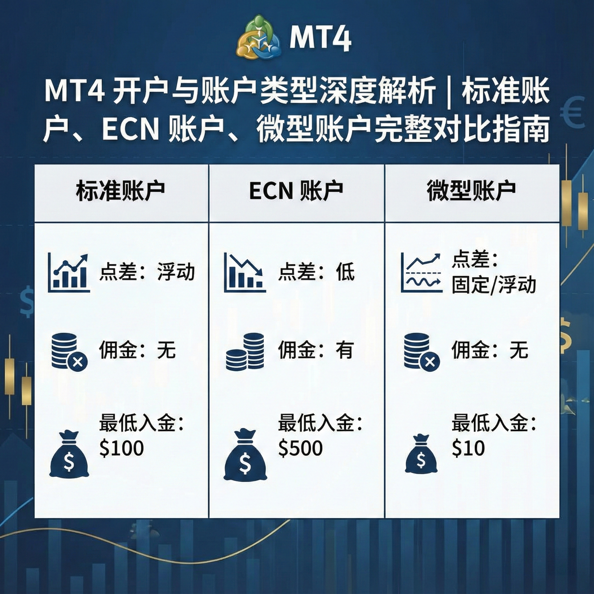 MT4 开户与账户类型深度解析│标准账户、ECN 账户、微型账户完整对比指南