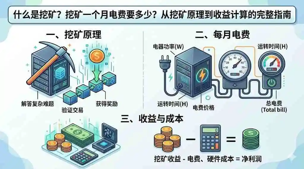 什么是挖矿？挖矿一个月电费要多少？从挖矿原理到收益计算的完整指南