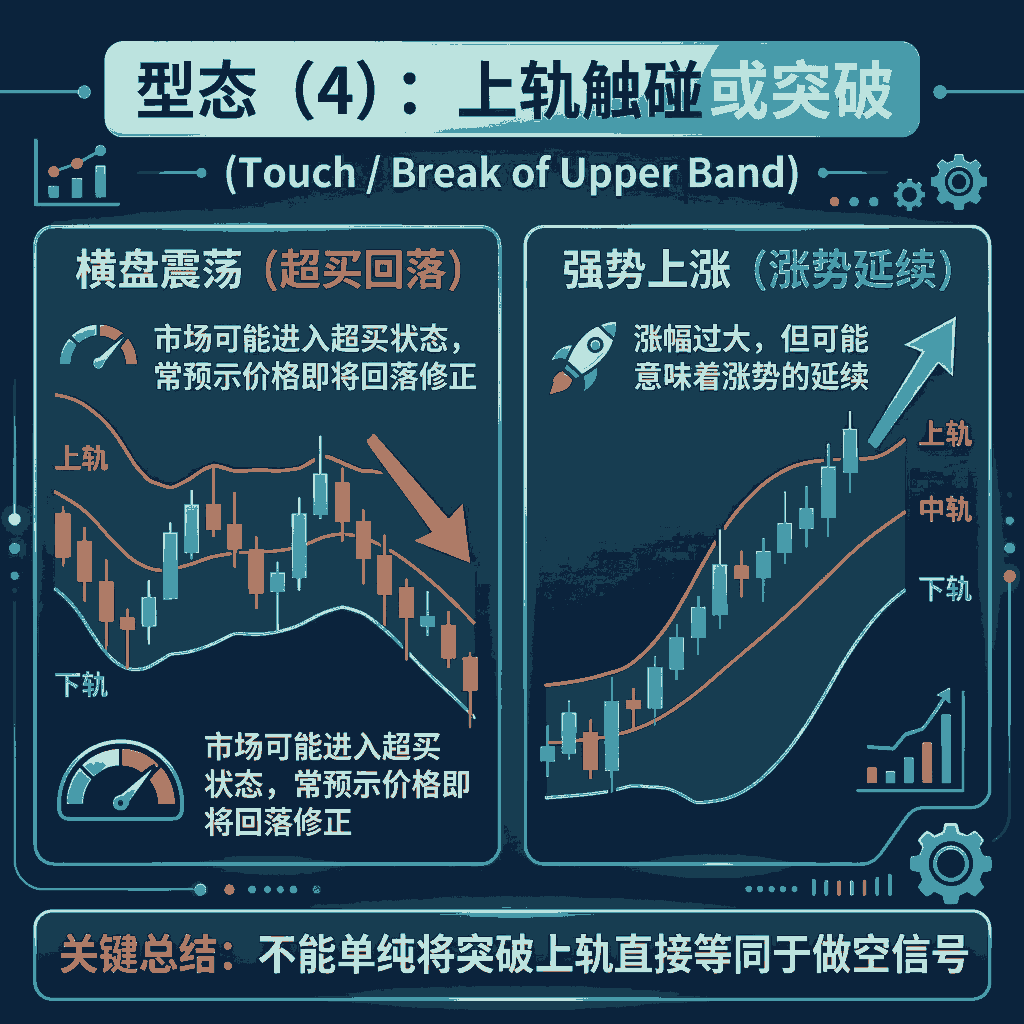○ 型态（4）：上轨触碰或突破（Touch / Break of Upper Band）