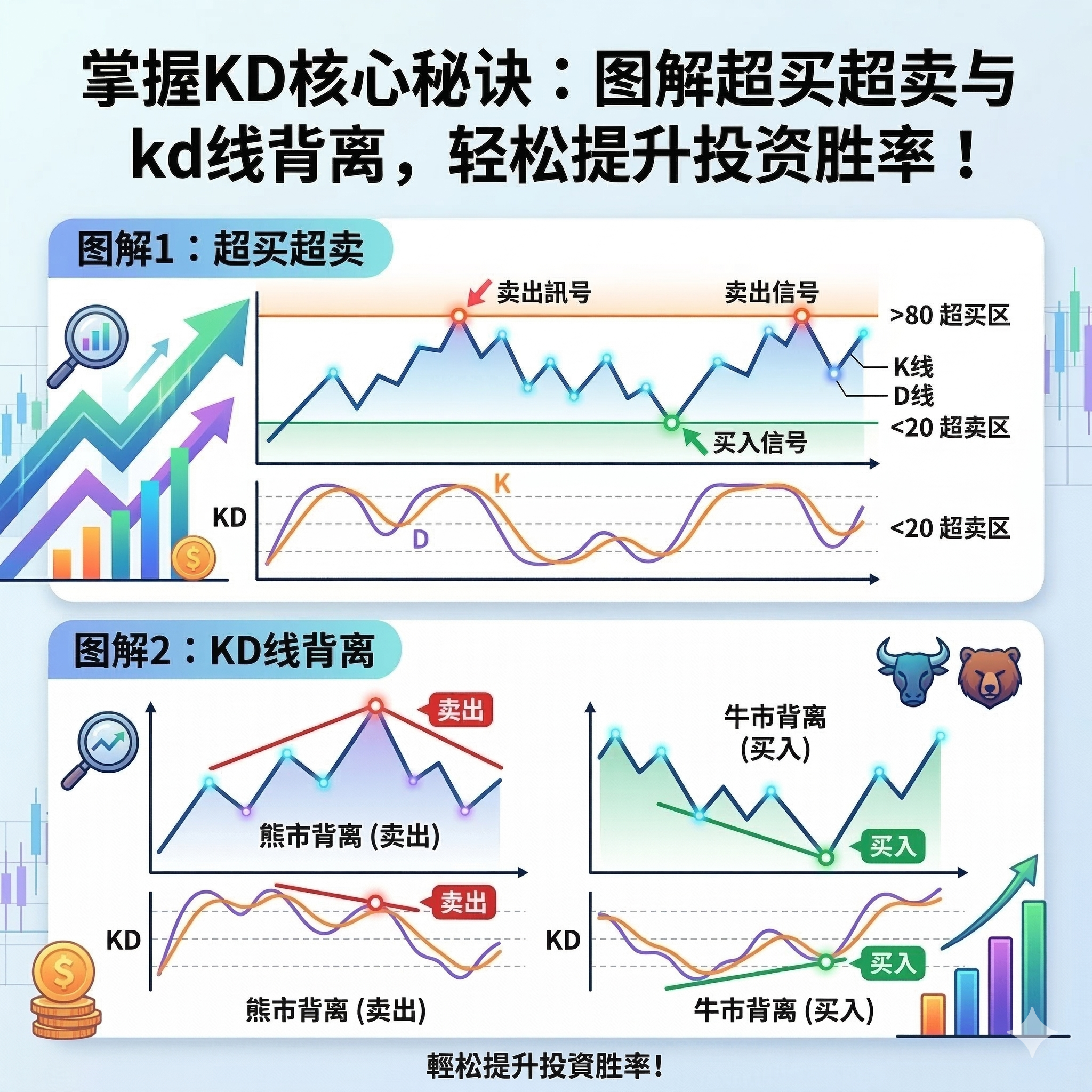 掌握KD核心秘诀：图解超买超卖与kd线背离，轻松提升投资胜率！
