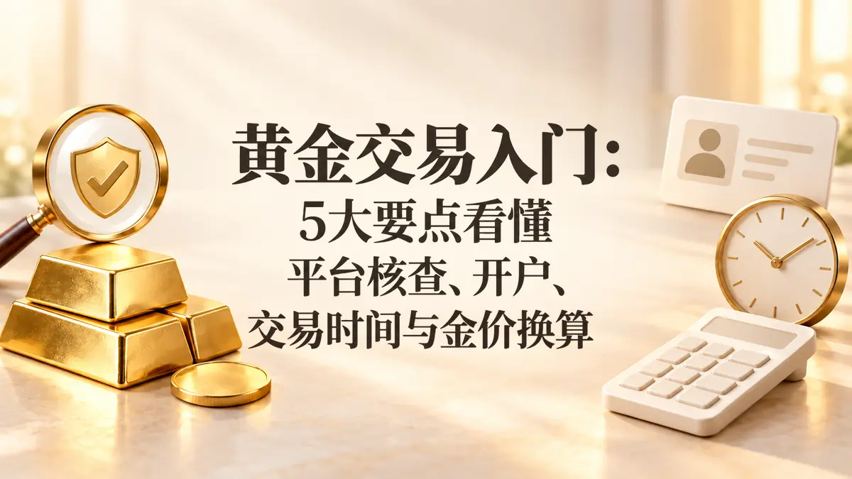 黄金交易入门：5大要点看懂平台核查、开户、交易时间与金价换算
