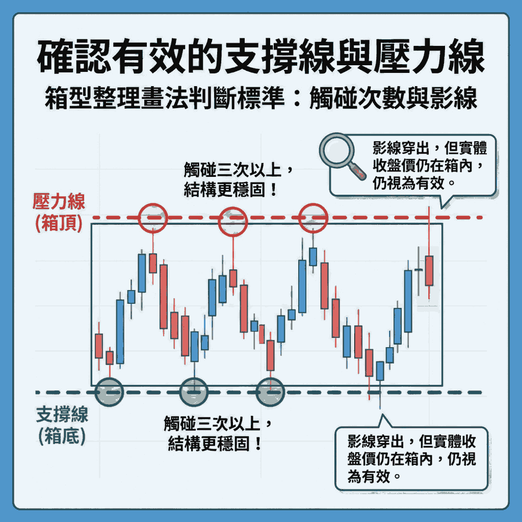 確認有效的支撐線與壓力線