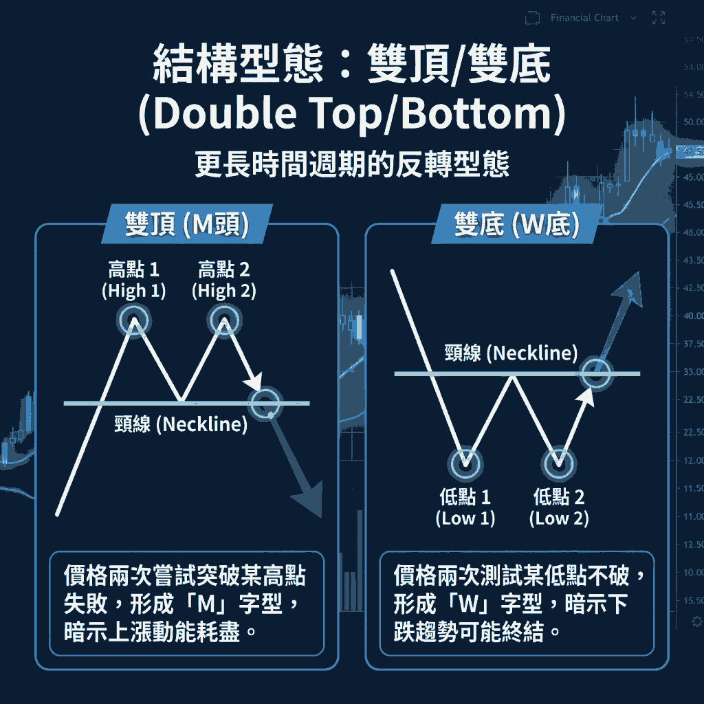 結構型態：雙頂/雙底 (Double Top/Bottom)