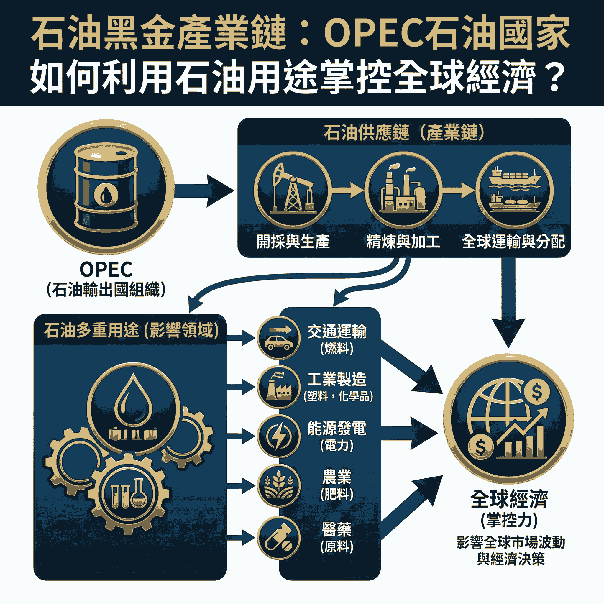 石油黑金產業鏈：OPEC石油國家如何利用石油用途掌控全球經濟？