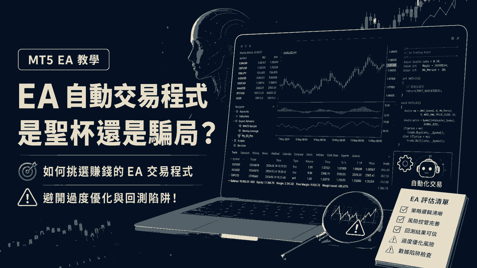 EA 自動交易程式是聖杯還是騙局？如何挑選賺錢的 EA 交易程式？避開過度優化與回測陷阱！