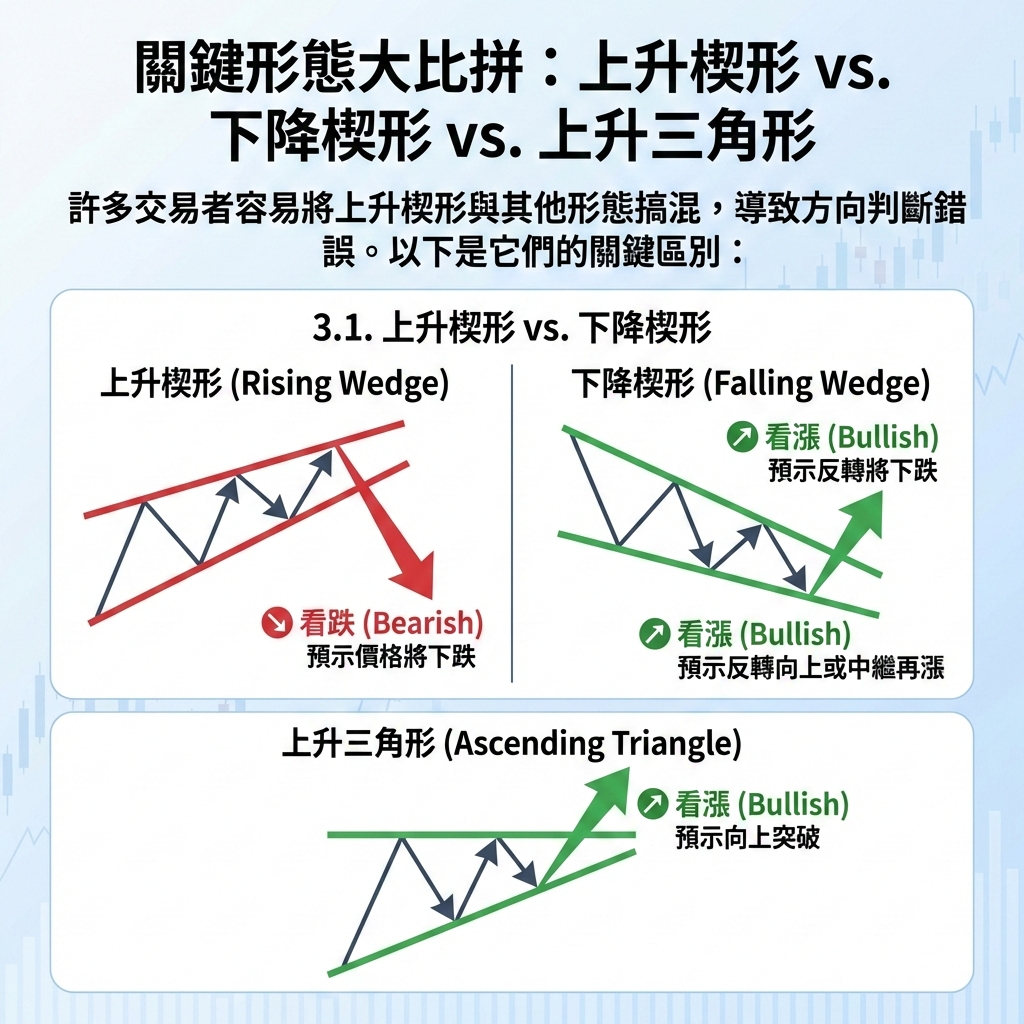 上升楔形 vs. 下降楔形