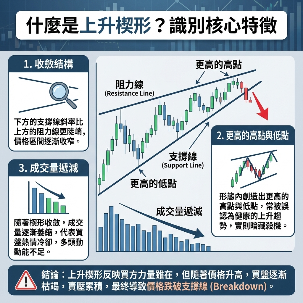  什麼是上升楔形？識別核心特徵