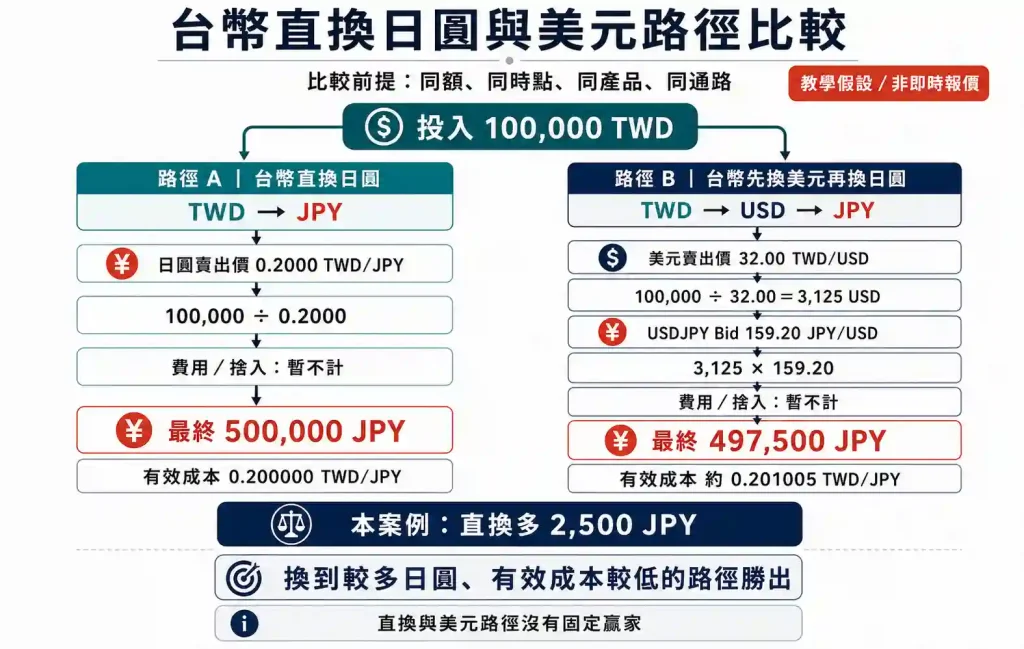6. 台幣直換日圓還是先換美元？如何比較實得日圓？