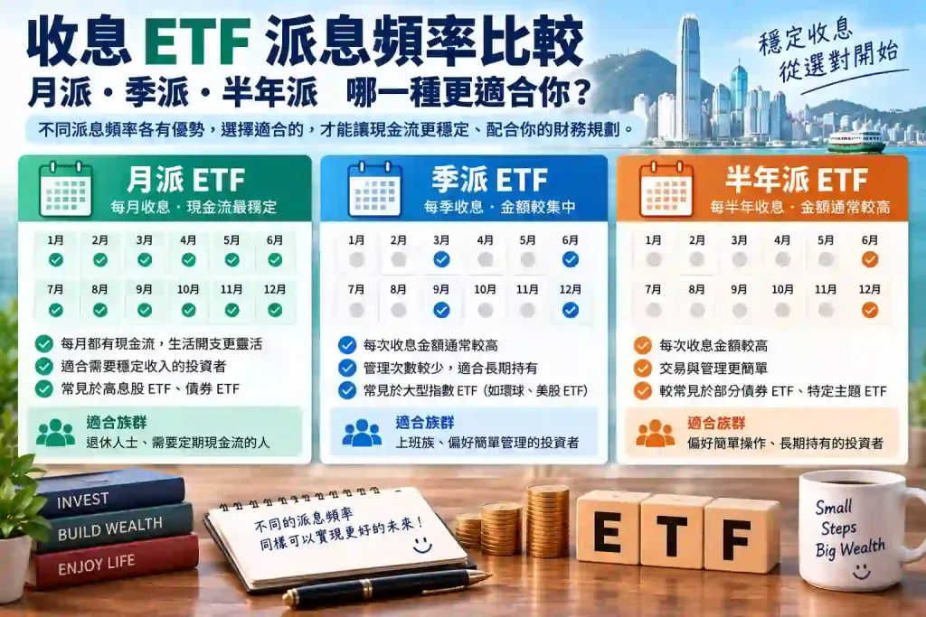 收息 ETF 月派、季派與半年派怎樣比較?