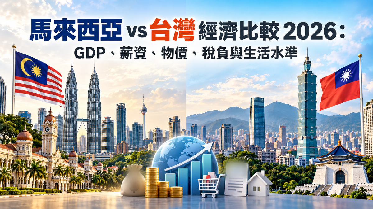 馬來西亞 vs 台灣經濟比較 2026：GDP、薪資、物價、稅負與生活水準